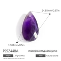 Purple amethyst teardrop pendant in stainless steel, waterproof natural stone charm - Long Amethyst Teardrop Pendant (PJ92448A)