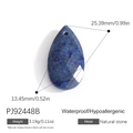 Lapis lazuli teardrop perfume bottle pendant in stainless steel for DIY necklaces - Long Lapis Lazuli Teardrop Pendant (PJ92448B)