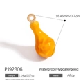 Golden alloy fried chicken charm pendant with glossy orange finish for jewelry making - Fried Chicken Drumstick Style (PJ92306)