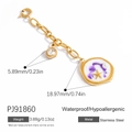 18K goud vergulde roestvrijstalen ketting met paarse emaille zeester en parelhanger - Paarse Ster Parel Ronde Hanger (PJ91860)