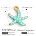 Pendentif étoile de mer vert menthe en alliage avec points blancs pour bijoux DIY - Petite Étoile de Mer à Pois Bleu Sarcelle (PJ92237D-2pcs(Small))