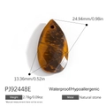 Tiger Eye stone teardrop perfume bottle pendant with stainless steel details - Long Tiger Eye Teardrop Pendant (PJ92448E)
