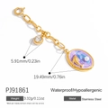 18K vergulde roestvrijstalen armband met dolfijn van blauw email en parelhanger - Gradiënt Dolfijn Parel Ovale Hanger (PJ91861)
