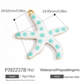 Pendentif étoile de mer avec émail blanc, pois menthe et finition acier doré inoxydable - Grosse Étoile de Mer à Pois Vert Menthe (PJ92237B-2pcs(Big))