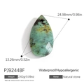 Green natural stone teardrop pendant with marble pattern for DIY jewelry crafts - Long Turquoise Teardrop Pendant (PJ92448F)