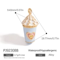 Sweet light blue ice cream cup alloy charm pendant with pink heart and gold trim detail - Sky Blue Cream Cup Style (PJ92308B)