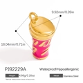 Pendentif tasse à café rose en acier inoxydable avec émail doré et étanche - Style Pendentif Tasse de Café Rose (PJ92229A)