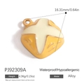 Mini yellow enamel bun charm made of waterproof and hypoallergenic alloy for DIY jewelry - Yellow Hot Cross Bun Style (PJ92309A)