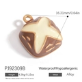 Waterproof croissant bread alloy pendant for DIY jewelry, 16mm brown enamel design - Croissant Style (PJ92309B)