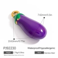 Pendentif aubergine mignon en émail violet avec anneau en acier inoxydable doré - Style Pendentif Forme Aubergine Violette (PJ92230)