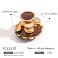 Miniature amber coffee cup and saucer alloy pendant charm with precise dimensions - Mini Coffee Cup Saucer Style (PJ92310)
