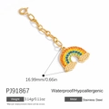 Colorful rainbow charm pendant in stainless steel for swimwear and DIY jewelry - Rainbow Rhinestone Cloud Pendant (PJ91867)