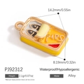 Miniature yellow enamel sardine tin pendant in gold-plated alloy for DIY jewelry crafting - Sardine Can Style (PJ92312)