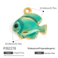Colgante pez tropical de acero inoxidable impermeable en degradado verde azulado y oro - Estilo De Pez Tropical En Degradado Verde (Grande) (PJ92278)