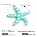 Pendentif étoile de mer bleu Tiffany à pois et acier inoxydable plaqué or 18 carats - Grande Étoile de Mer à Pois Bleu Sarcelle (PJ92237D-2pcs(Big))