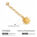Golden sun face charm in stainless steel, waterproof and hypoallergenic for DIY bikini - Sun Mask Relief Round Pendant (PJ91869)