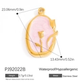 Pendentif rose ovale en émail et acier inoxydable doré 18K pour bijoux DIY - Style Pendentif Ovale Rose (PJ92022B)