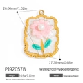 Pendentif fleur en acier doré 18K avec fleur rose et incrustation de perle blanche - Style Pendentif Floral Blanc (PJ92057B)