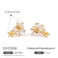 Elegante 925 Silber Blumen Ohrstecker mit Zirkoniasteinen und weißen Perlen - Botanisch Perlen Stil (EH11956)