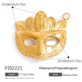 Pendentif masque vénitien en acier inoxydable plaqué or 18K pour la création de bijoux - Style Pendentif Masque Doré (PJ92221)