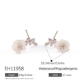 Elegante 925 Silber Blumenstecker mit weißen Blütenblättern und silbernen Blättern - Eleganter Weißer Blumen Stil (EH11958)