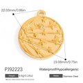 Pendentif étoile en acier inoxydable doré 18K, bijou céleste et hypoallergénique - Style Pendentif Rond Ciel Étoilé (PJ92223)
