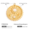 Pendentif céleste soleil lune étoile en acier inoxydable doré 18K imperméable - Style Pendentif Étoile Lune Ajouré (PJ92224)