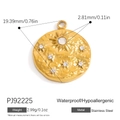 Pendentif en acier inoxydable plaqué or 18 carats avec motif soleil et étoiles - Style Pendentif Soleil Étoilé (PJ92225)
