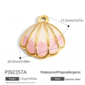 Colgante de vieira de acero inoxidable dorado con esmalte en rosa y blanco - Estilo Concha Oro Rosa(PJ92357A)
