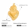 Pendentif coeur en acier inoxydable doré 18K avec détails de flammes évidées - Style Pendentif Cœur Sacré Flamme (PJ92227)