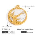 Pendentif étoile avec texture marbre blanc et perles dorées en acier inoxydable - Style Pendentif Perle Étoilée (PJ92235)