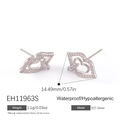 925 silver heart and lip shape stud earrings with zircon teardrop stone pendant - Heart Lips Style(EH11963S)