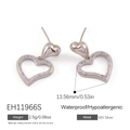 Boucles d'oreilles cœur en argent 925 avec zircons scintillants et finition hypoallergénique - Style Double Cœur(EH11966S)