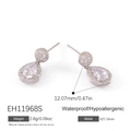 Boucles d'oreilles pendantes en argent 925 avec zircons scintillants en forme de goutte - Style Pendentif Goutte d'Eau(EH11968S)