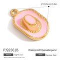 Ciondolo a cappello da cowboy in smalto rosa e acciaio inossidabile, impermeabile e anallergico - Ciondolo Cappello da Cowboy Smaltato Rosa (PJ92361B)