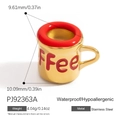 Miniature gold stainless steel coffee cup pendant with red enamel finish and lettering - Red Coffee Cup Style (PJ92363A)
