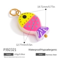 Colorful fish pendant in stainless steel with colorful oil drip finish for DIY jewelry - Colorful Dotted Fish (PJ92321)