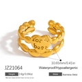 Minimalistische gouden hartring van roestvrij staal met kralentextuur en gravure - Hart Gegraveerde Gevlochten Stijl (JZ21064)