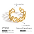 Anillo de corazón en acero inoxidable dorado impermeable con ancho de 7,7 mm y SKU JZ21048 - Estilo Hueco de Corazón Simple (JZ21048) / Dorado