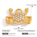 18K gold-plated stainless steel crab pendant with white zircon stones 0.71g - Rhinestone Crab Style (PJ92367)