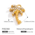 18K gold-plated stainless steel coconut tree pendant with zircon inlay for jewelry DIY - Rhinestone Coconut Tree Style (PJ92368)