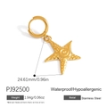 Golden stainless steel starfish pendant earring with waterproof and hypoallergenic finish - Starfish Pendant Style (PJ92500)