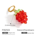 Raspberry shaped crystal bead charm with red and green facets and golden stainless steel hoop - Red Raspberry Pendant Style (PJ92503)