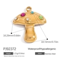 18K gold mushroom charm pendant with colorful gems for DIY bracelets and necklaces - Colorful Mushroom Style (PJ92372)