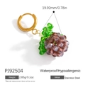 Grape shape stainless steel charm earring with green and black faceted beads - Grape Cluster Pendant Style (PJ92504)