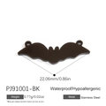 Black bat keychain pendant in stainless steel with double hanging loops and waterproof finish - Black Bat (PJ91001-BK)