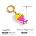 Waterproof stainless steel fish earrings with colorful enamel and blue polka dots - Polka Dot Fish Pendant Style (PJ92505)