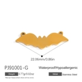 Gold plated stainless steel bat pendant charm with dimensions and jewelry details - Gold Bat (PJ91001-G)