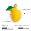 Creative mango fruit charm pendant in yellow enamel and stainless steel with gold finish - Mango Style (PJ92376)