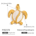 Golden stainless steel sea turtle pendant with white enamel shell for DIY jewelry making - White Sea Turtle Style (PJ92378)